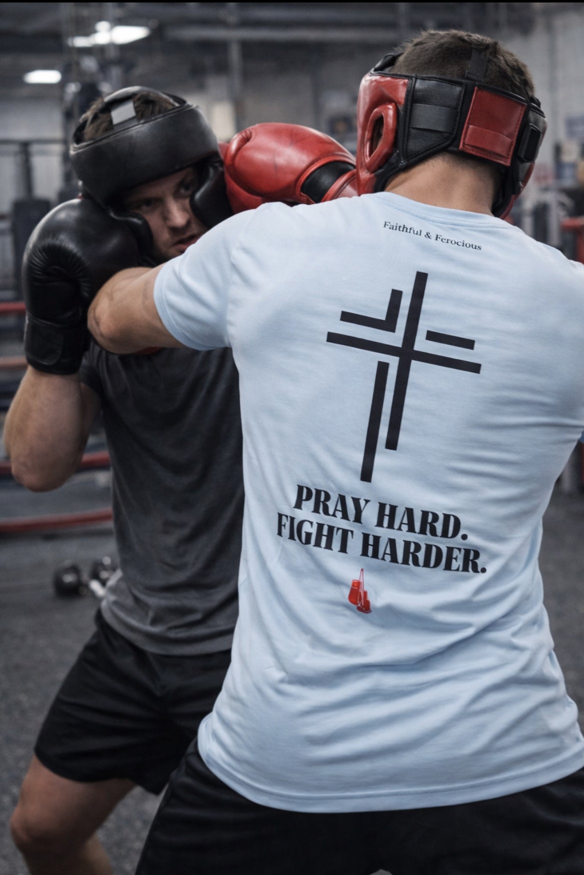 Pray Hard. Fight Harder. Boxing Tee – A4 Pushing the Limit™